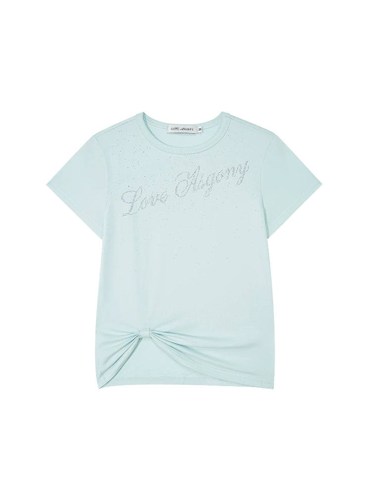 Twist Hem Rhinestone Tee