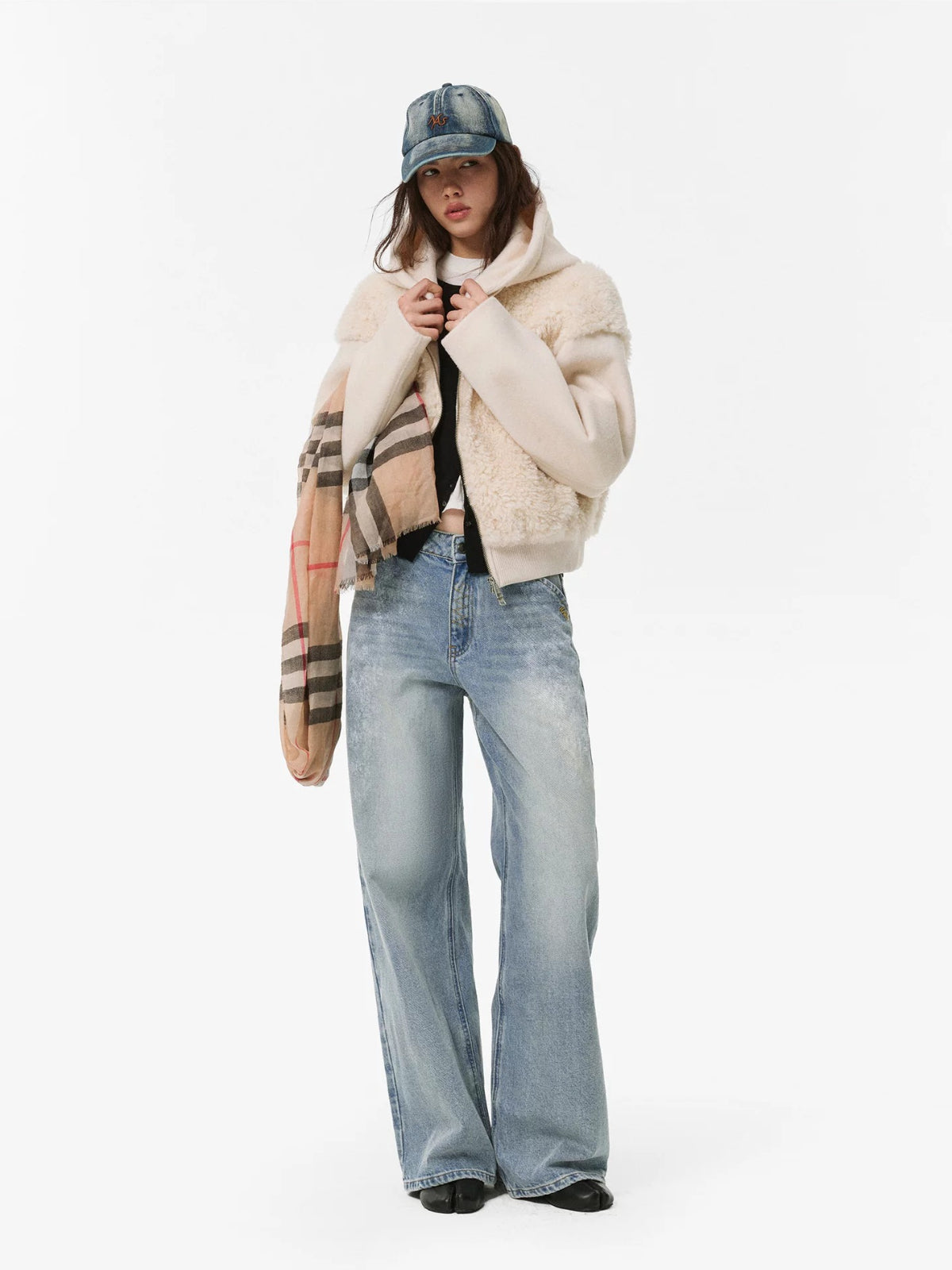 Textured Panel Hooded Wool-Blend Jacket