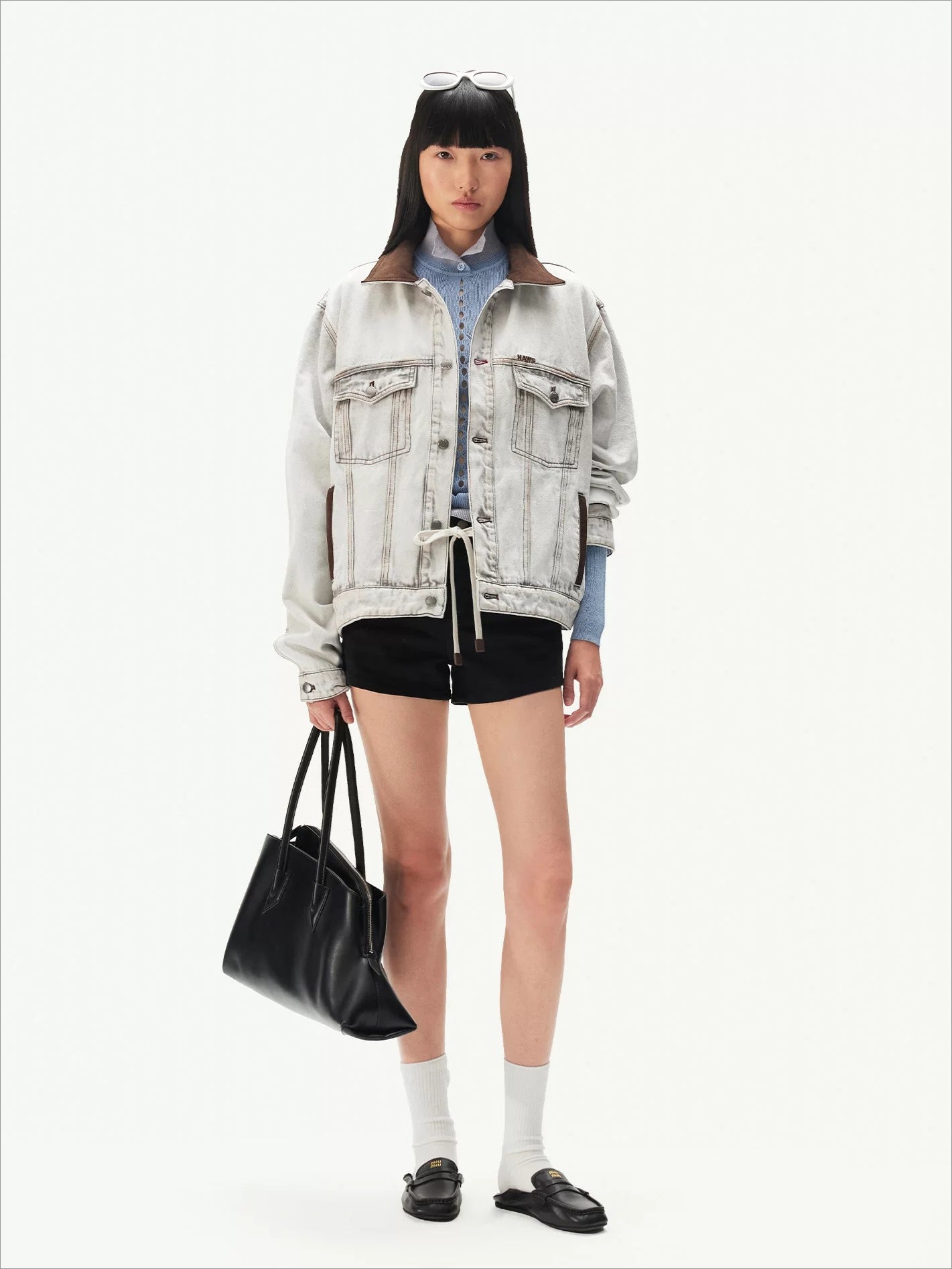 Contrast Suede Denim Jacket