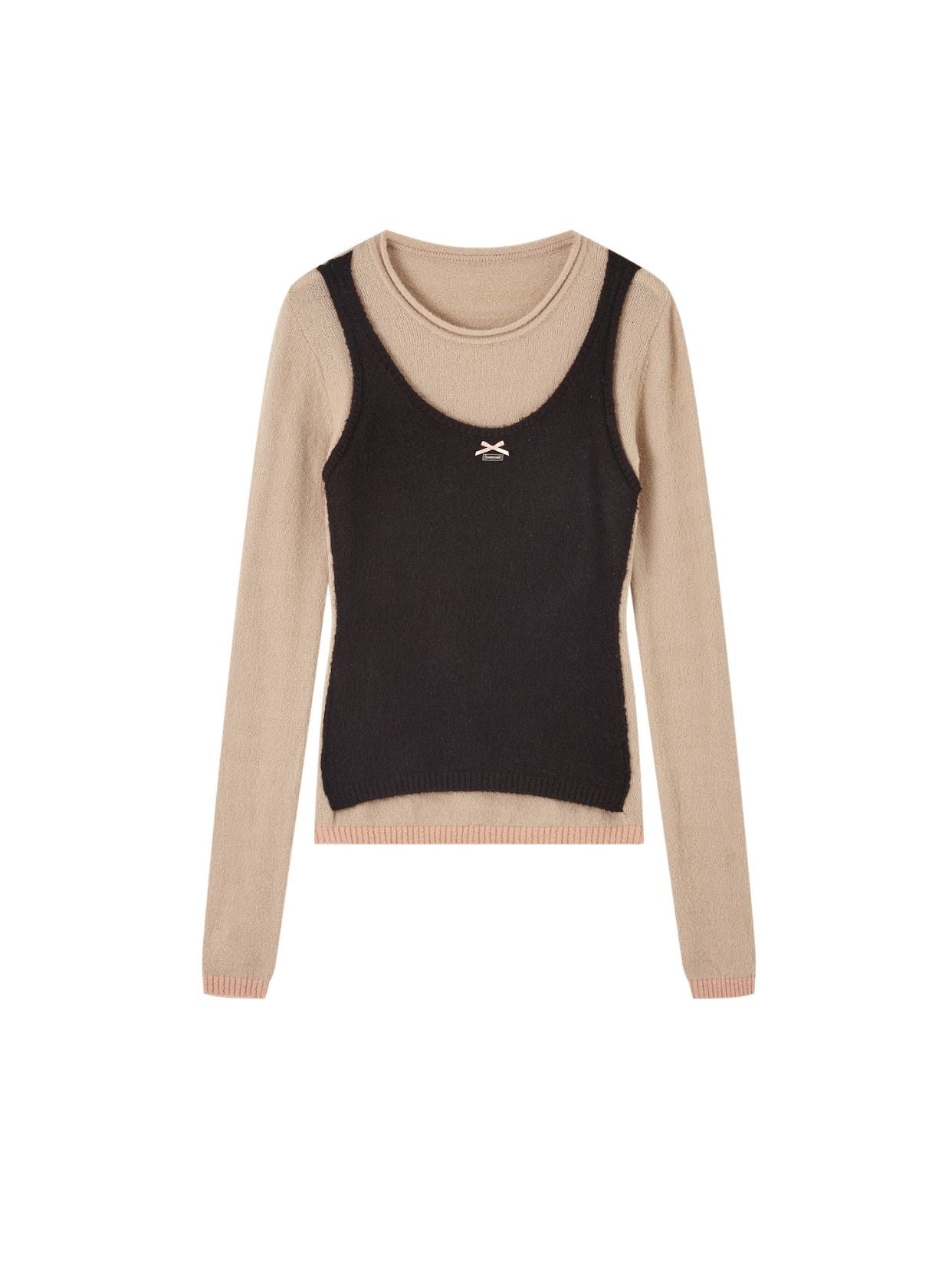 Contrast Layered Vest Sweater