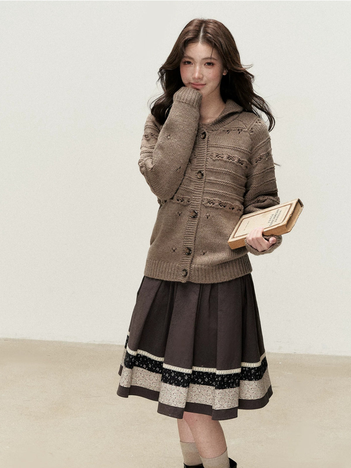 Vintage Shawl Collar Wool-Blend Knit Cardigan