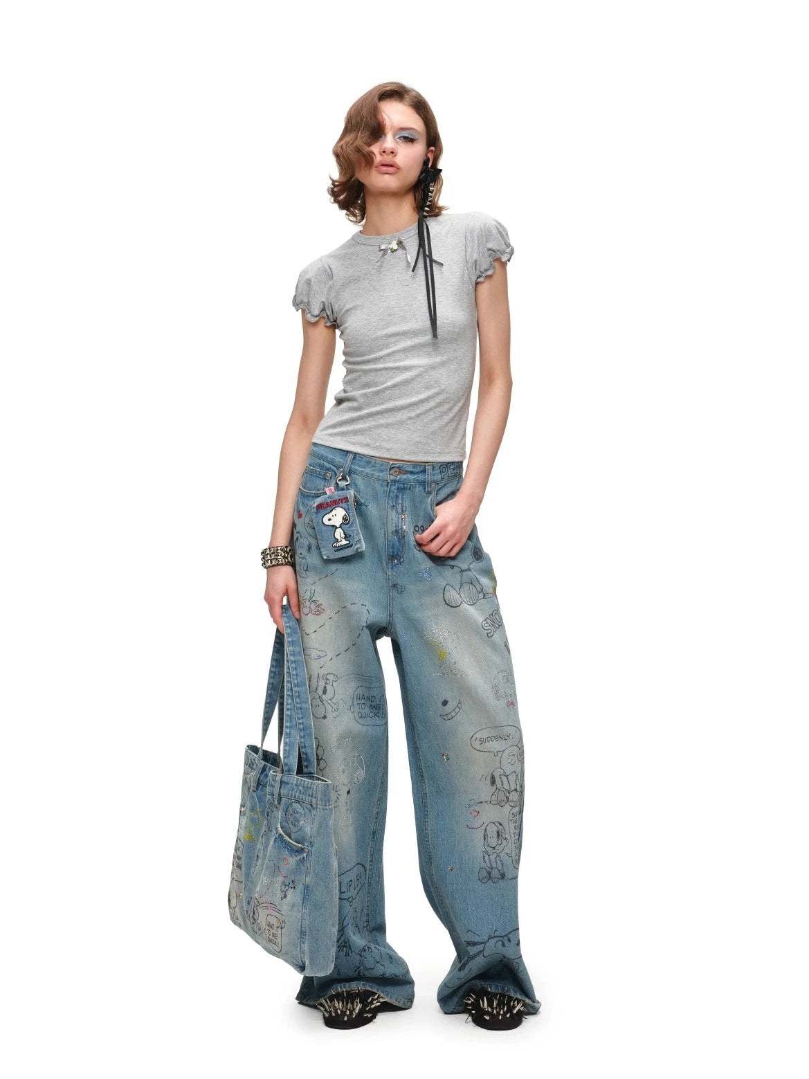 Rose Bow Puff Sleeve T-Shirt