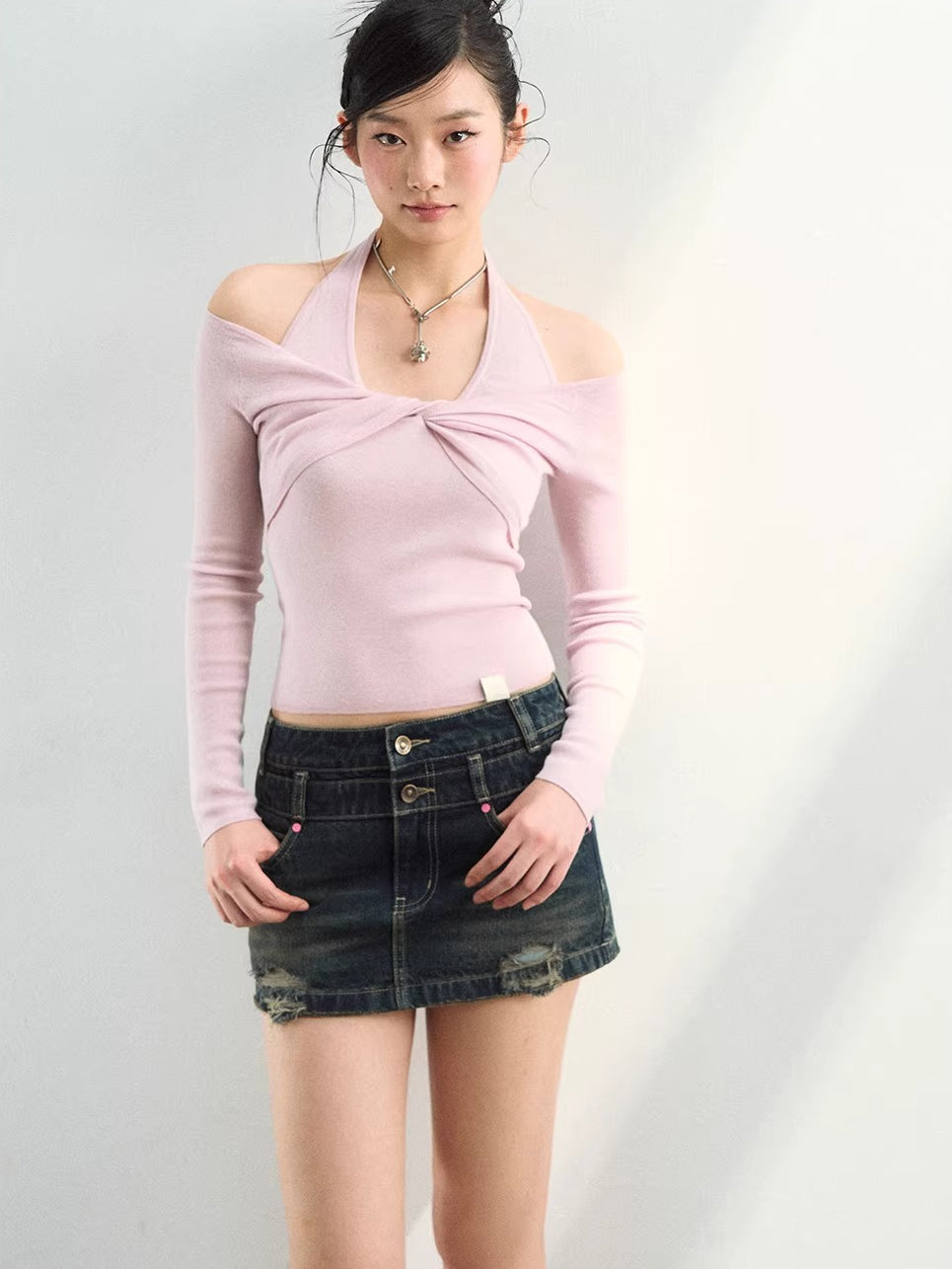 Off-Shoulder Wool Knit Top