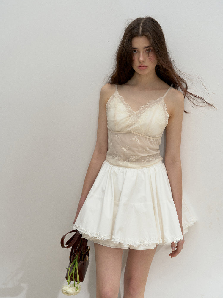 Lace Trimmed Girly Feel Top