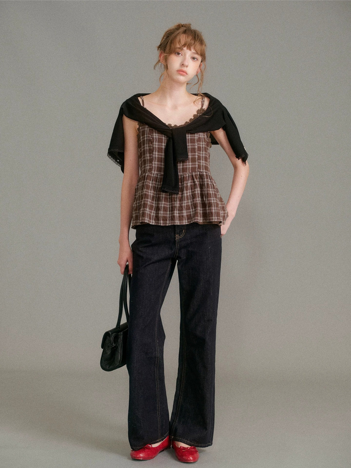 Plaid Lace Cami Top