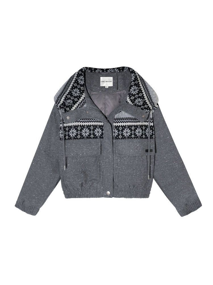 Fair Isle Hooded Down Jacket