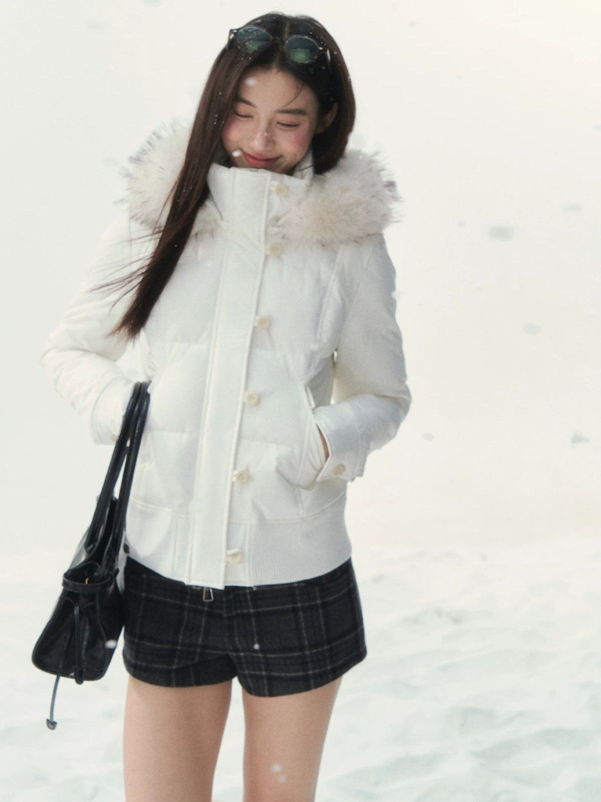 Vintage Fitted White Down Jacket