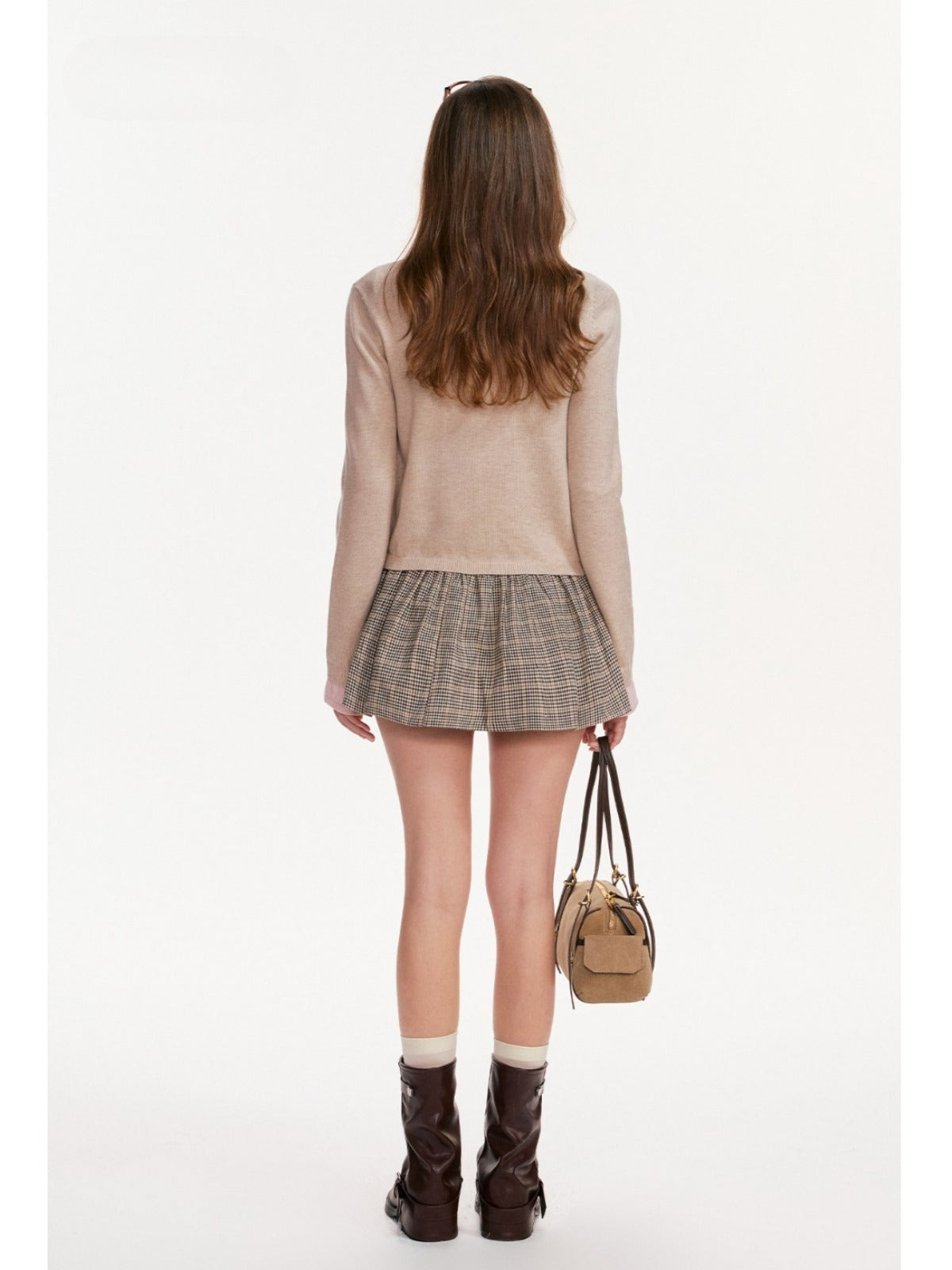Contrast Layered Bow Knit Cardigan