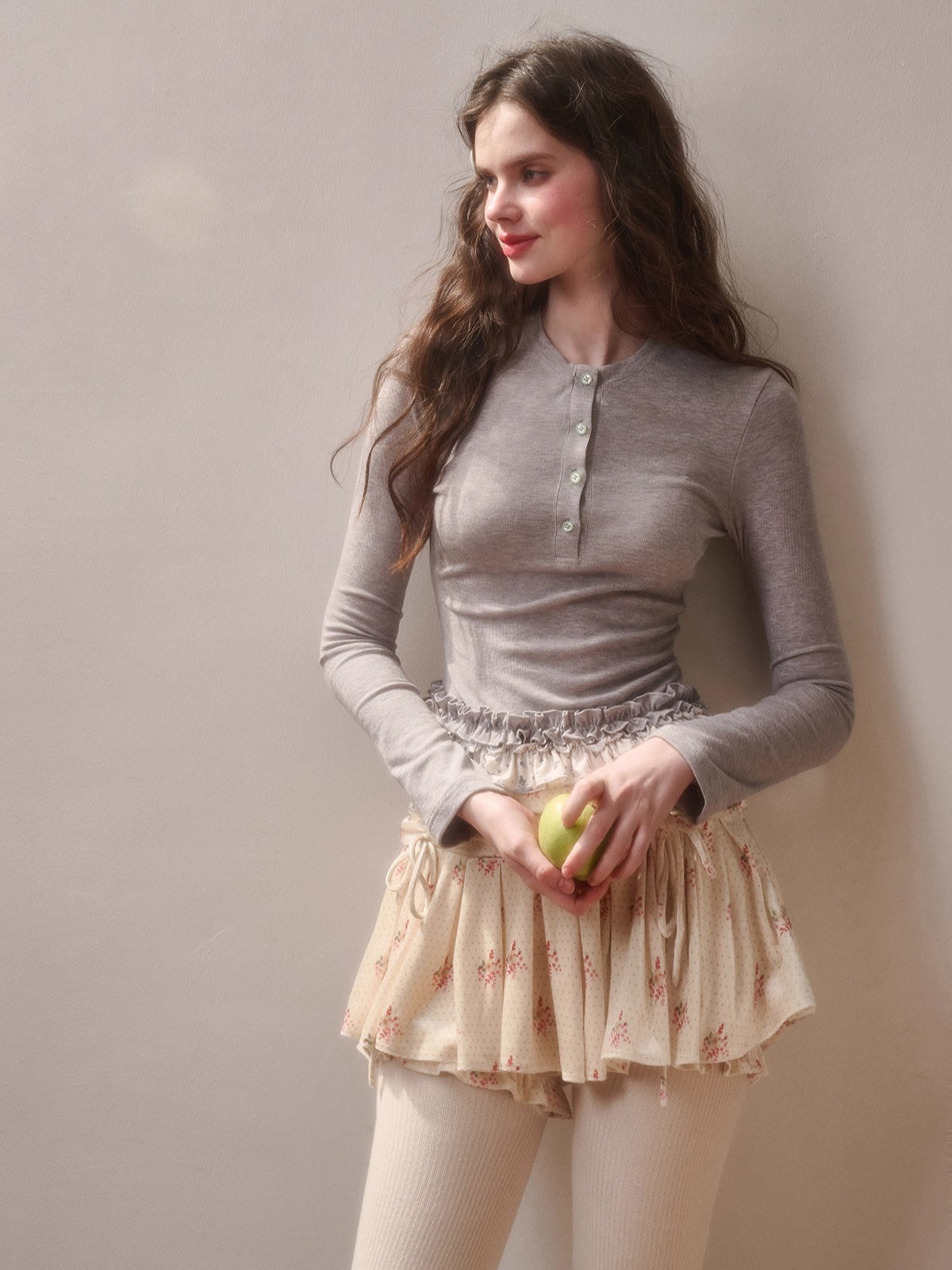 Printed Ruffle-Hem Top