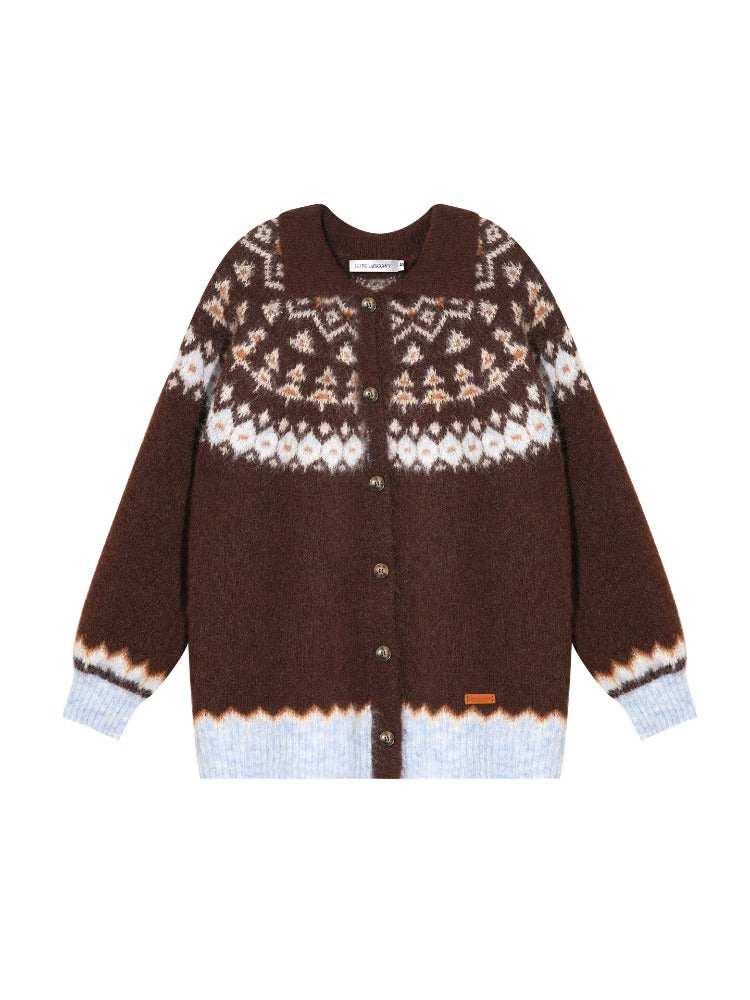 Fair Isle Wool Collar Cardigan