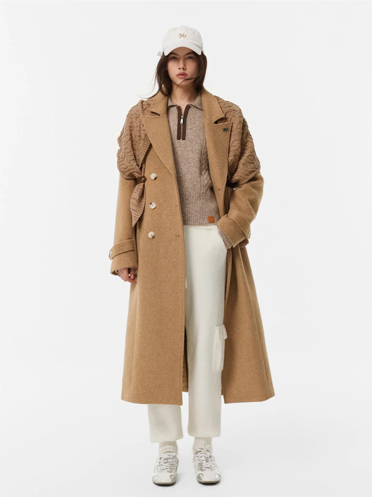 Suede Trim Wool Blend Sweater