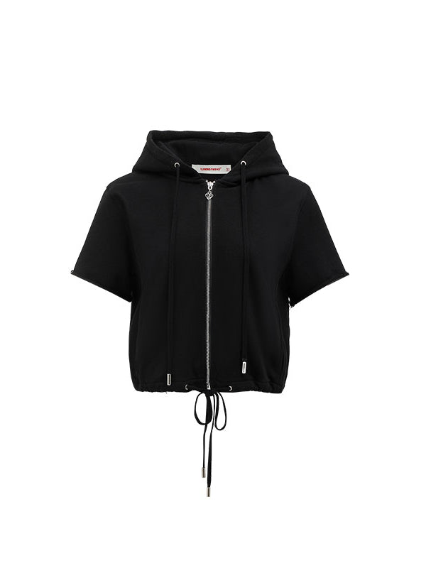 Black & White Cat-ear Short-sleeve Hoodie