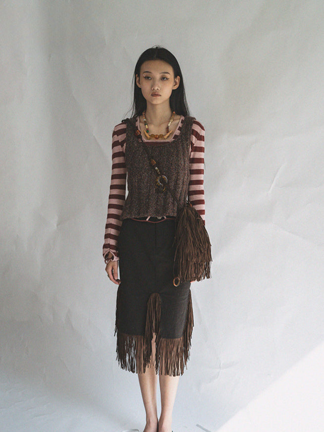 Fringe Bead Crossbody Shoulder Bag