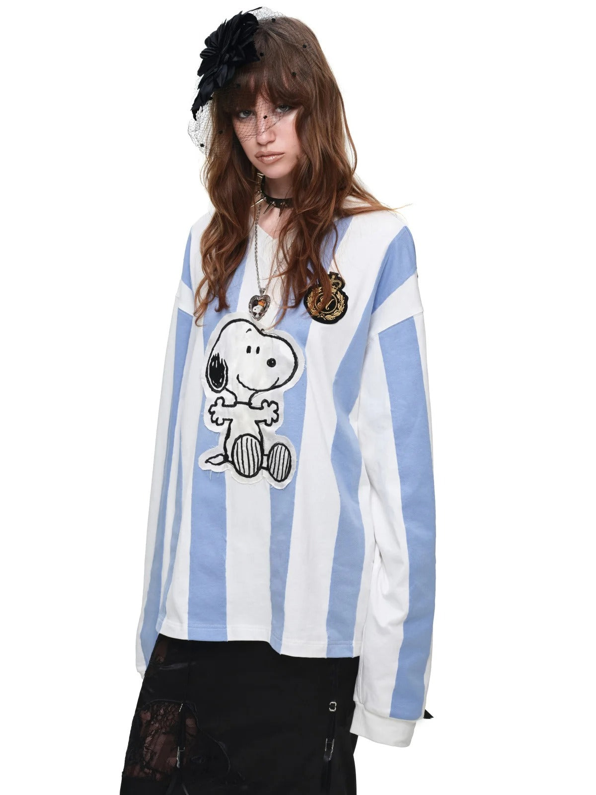 Embroidered Stripe Baseball Tee