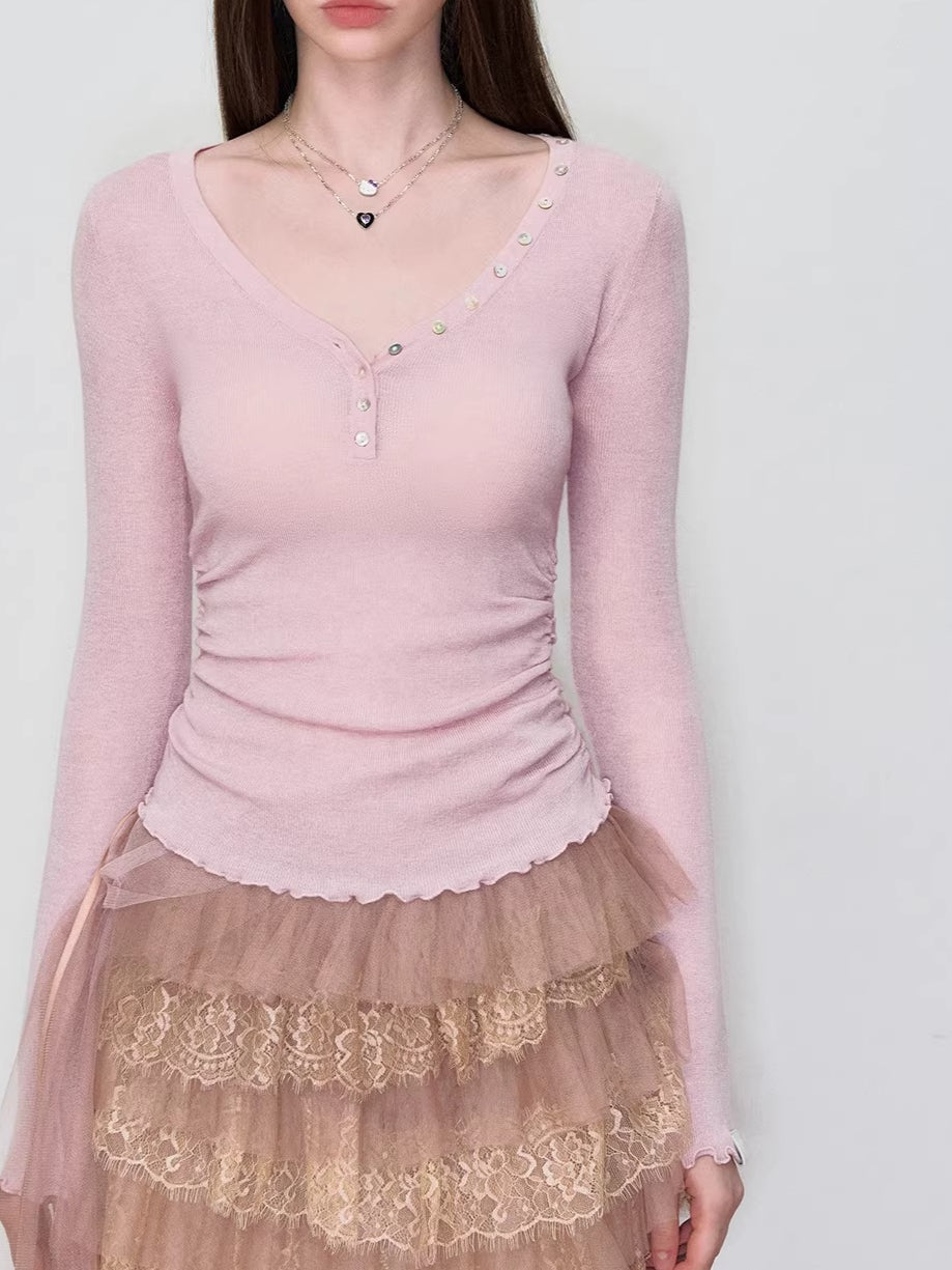 V-Neck Waist Knit Top