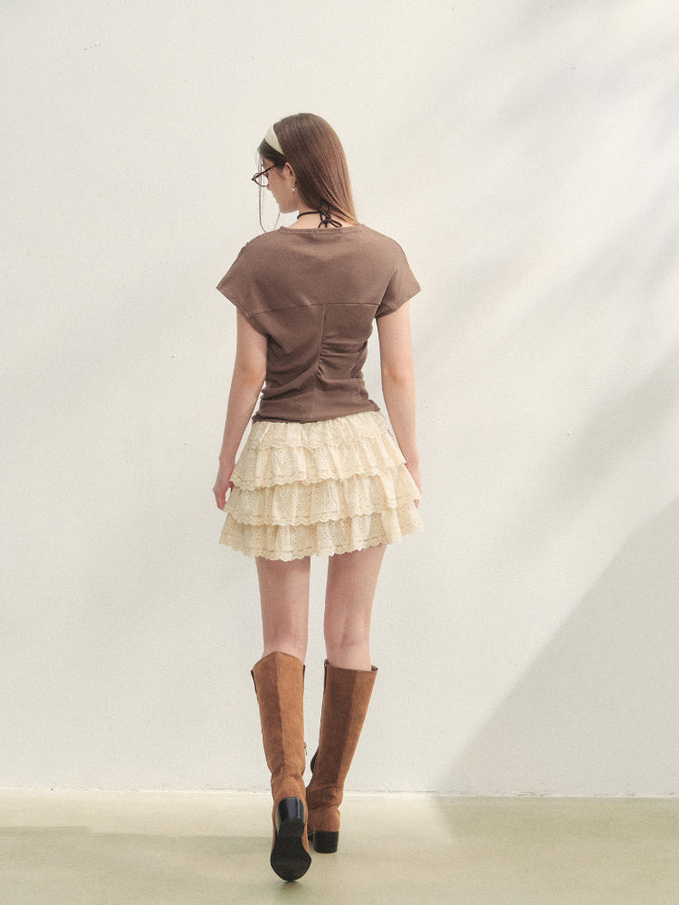 Multi-layer Ruffle Elastic Waist Tiered Skirt