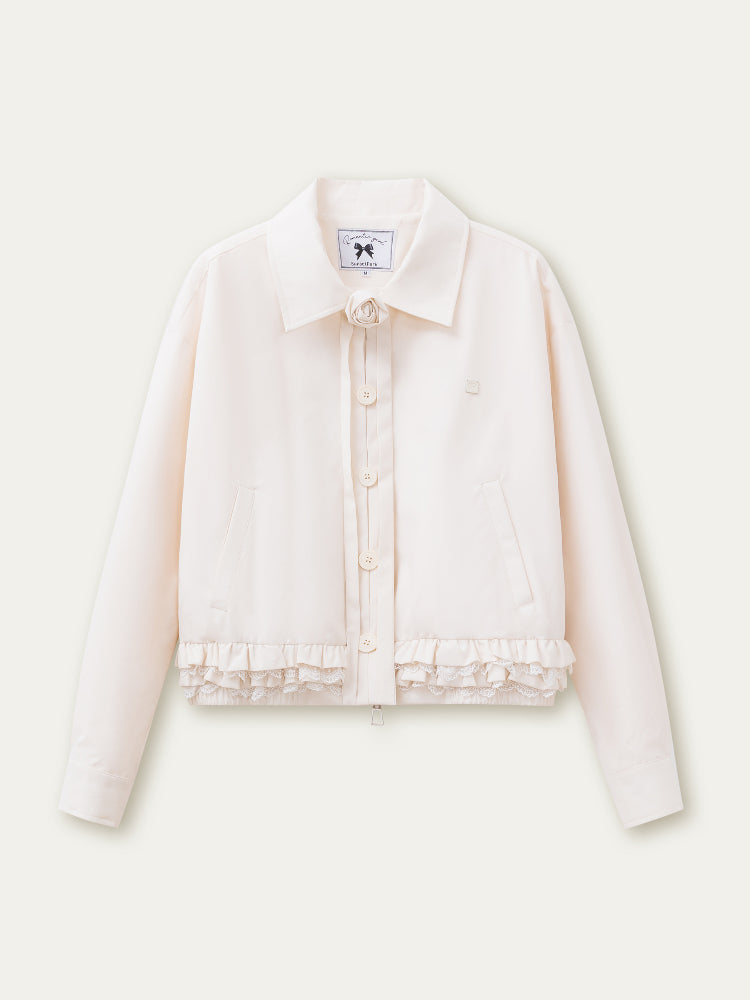 Lace-Trimmed Jacket & Skirt Set