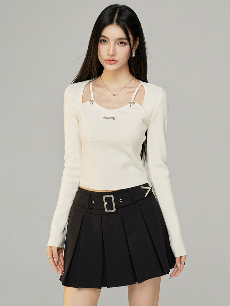 Black & White Butterfly Knot Knit Top
