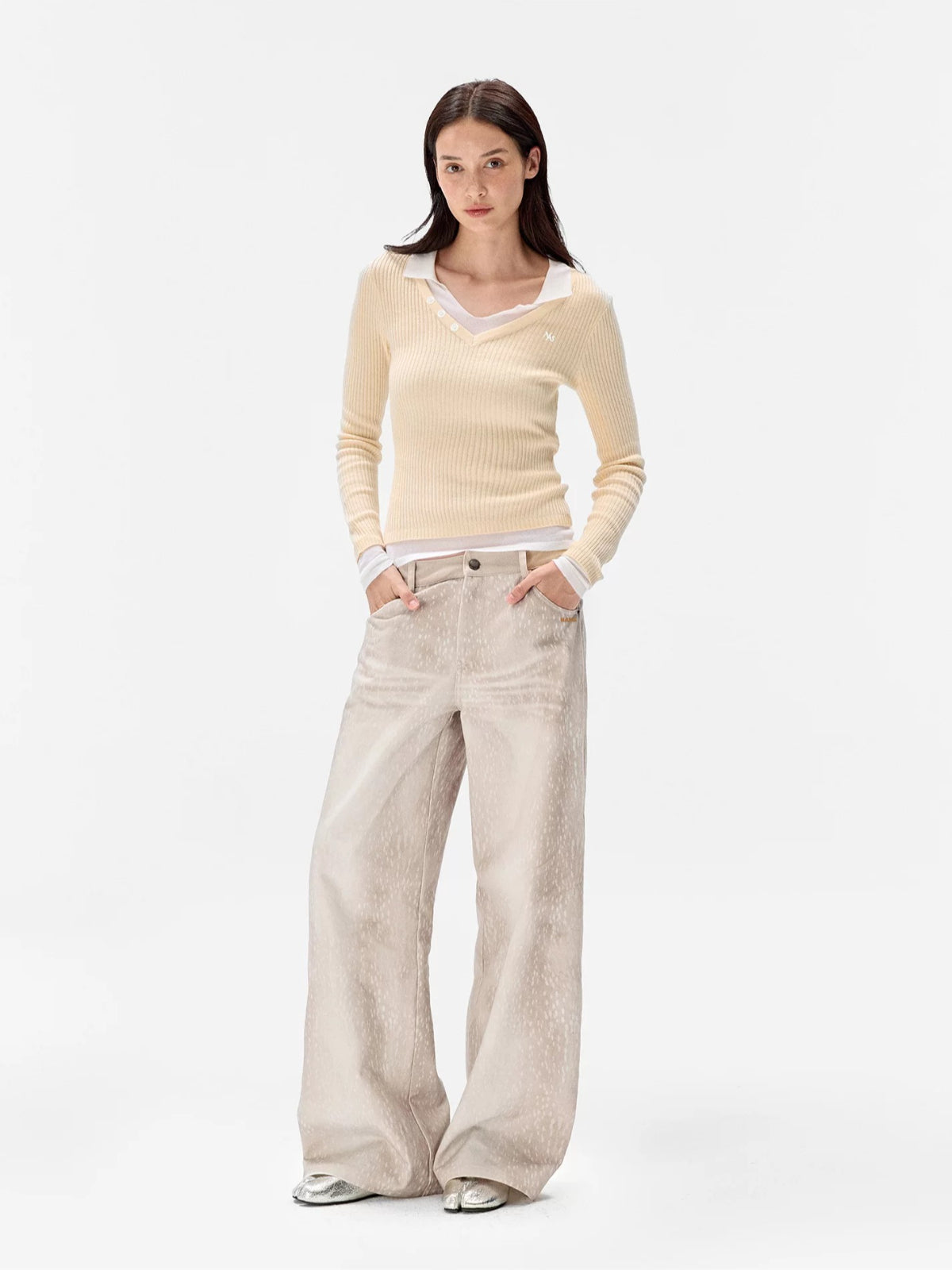 Deer Print Straight Leg Pants