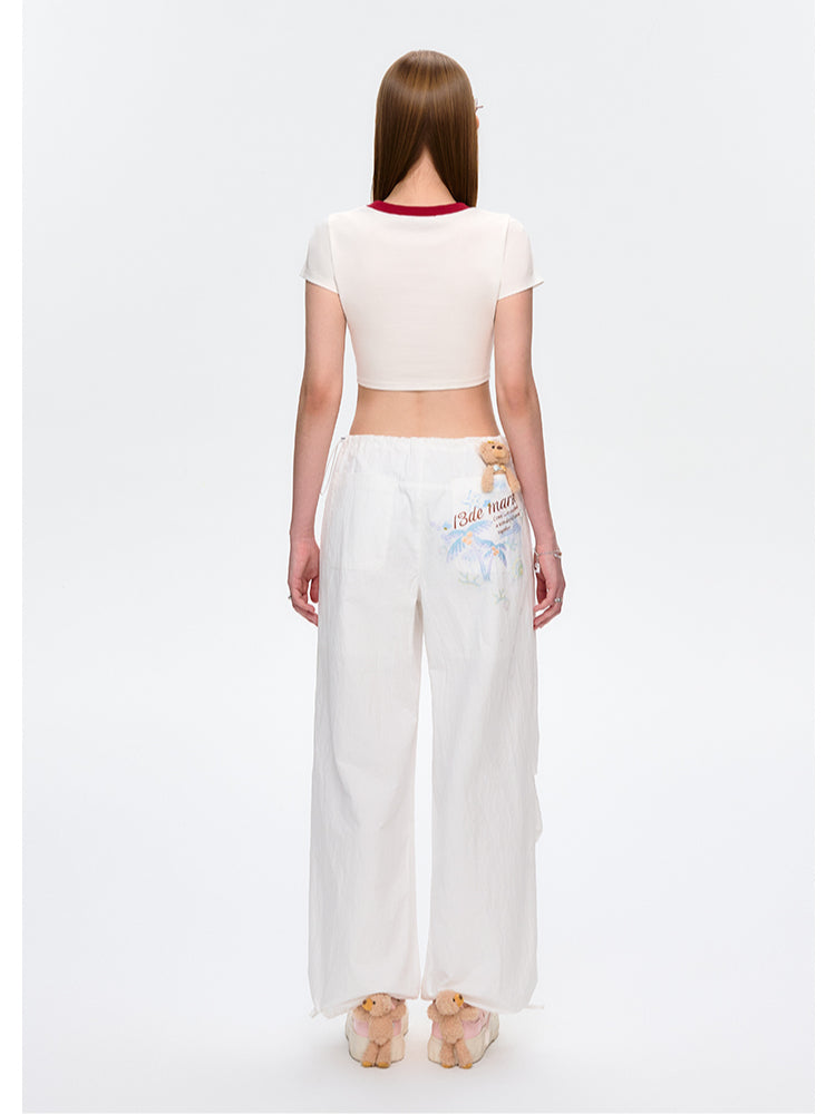 Knotted Short Sweet Crew Neck T-shirt