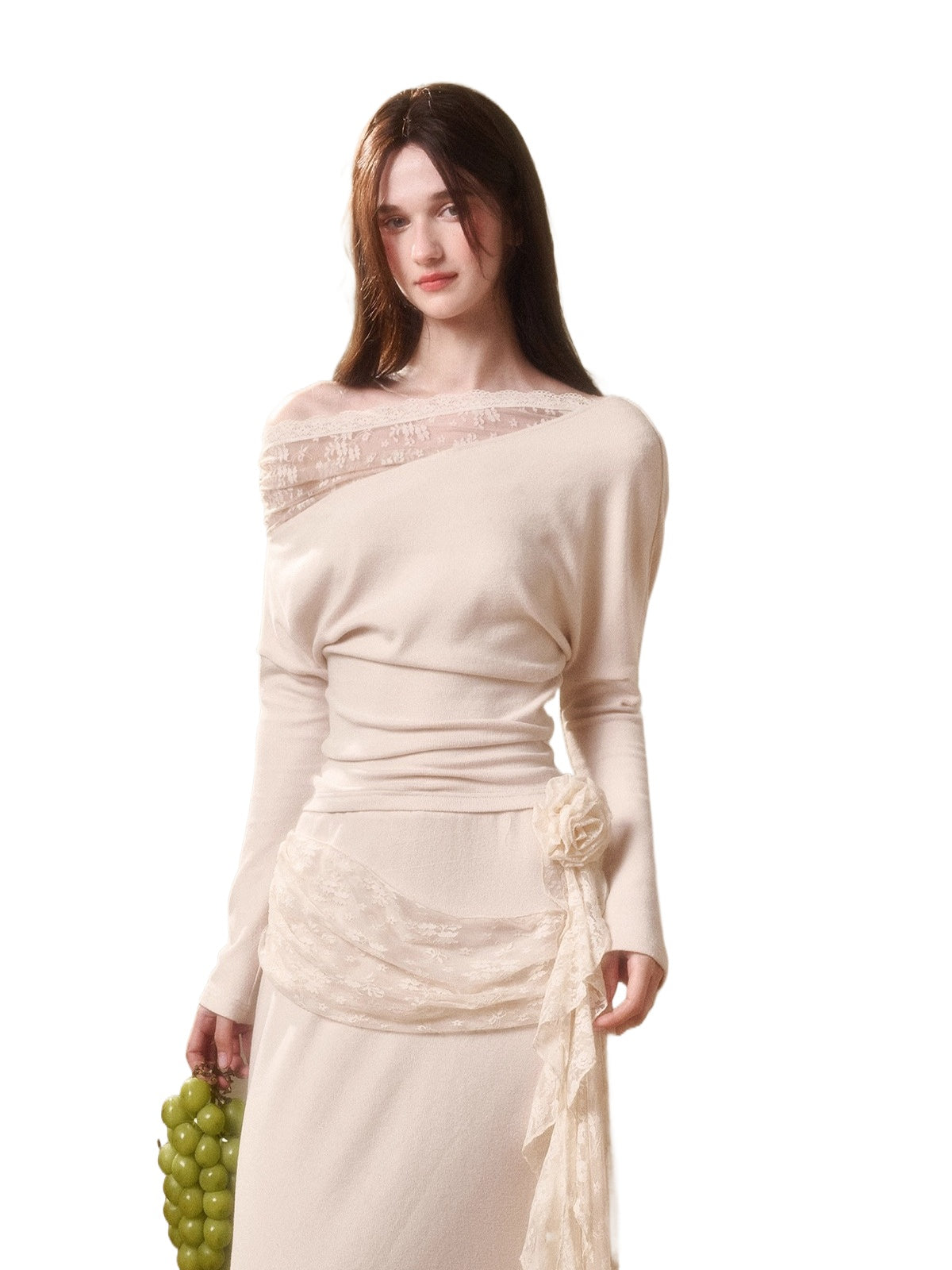 Breathe Lace Off-Shoulder Blouse & Skirt Set