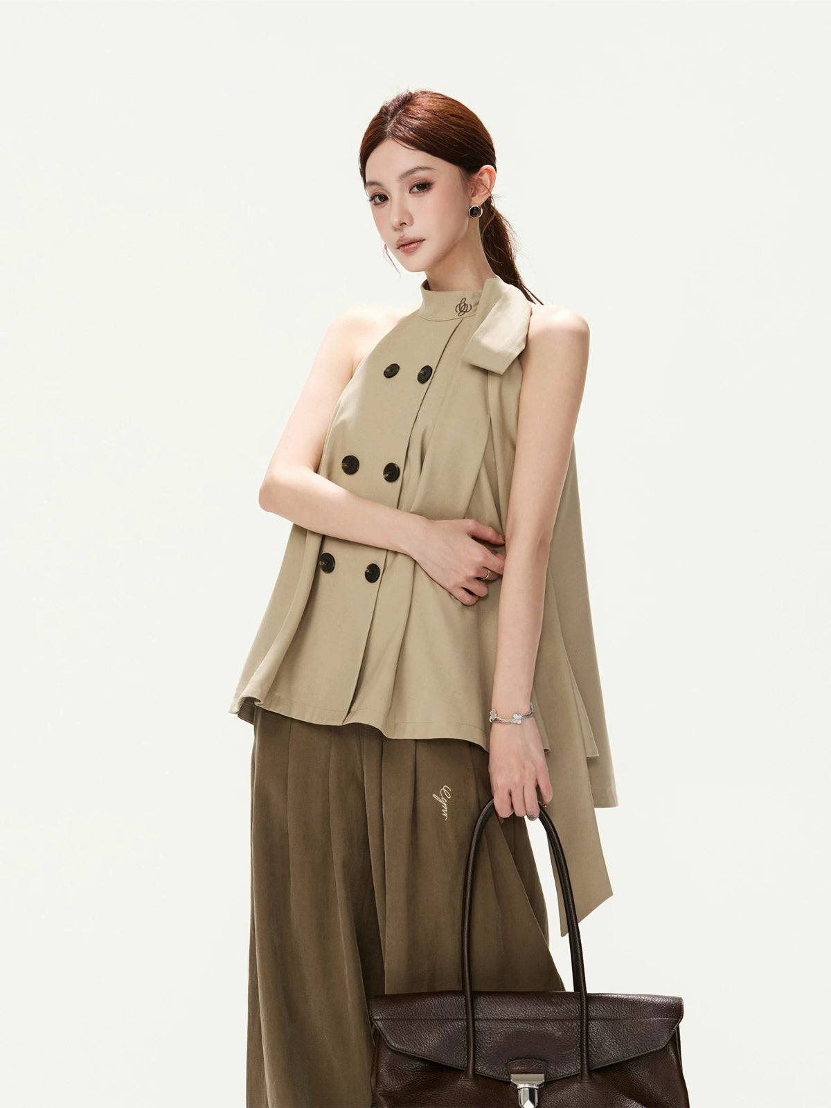 Double Button Halter Vest