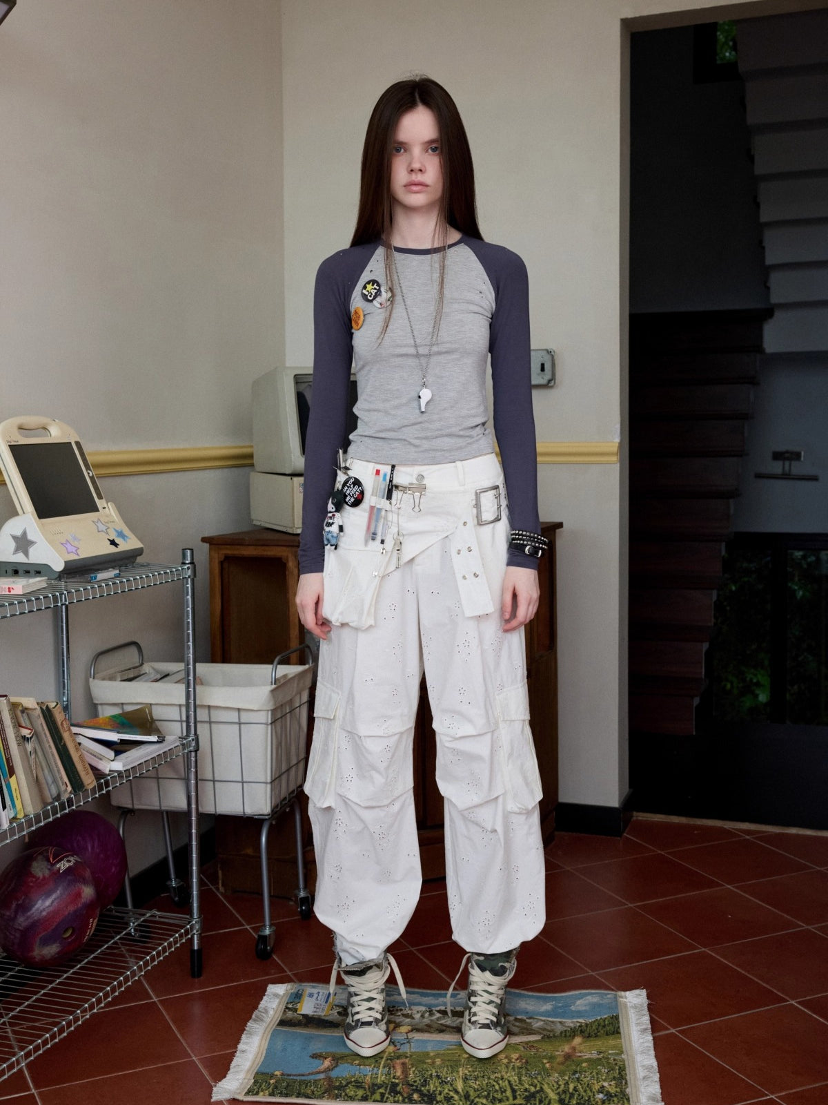 Embroidered Jacquard Utility Belt Bag