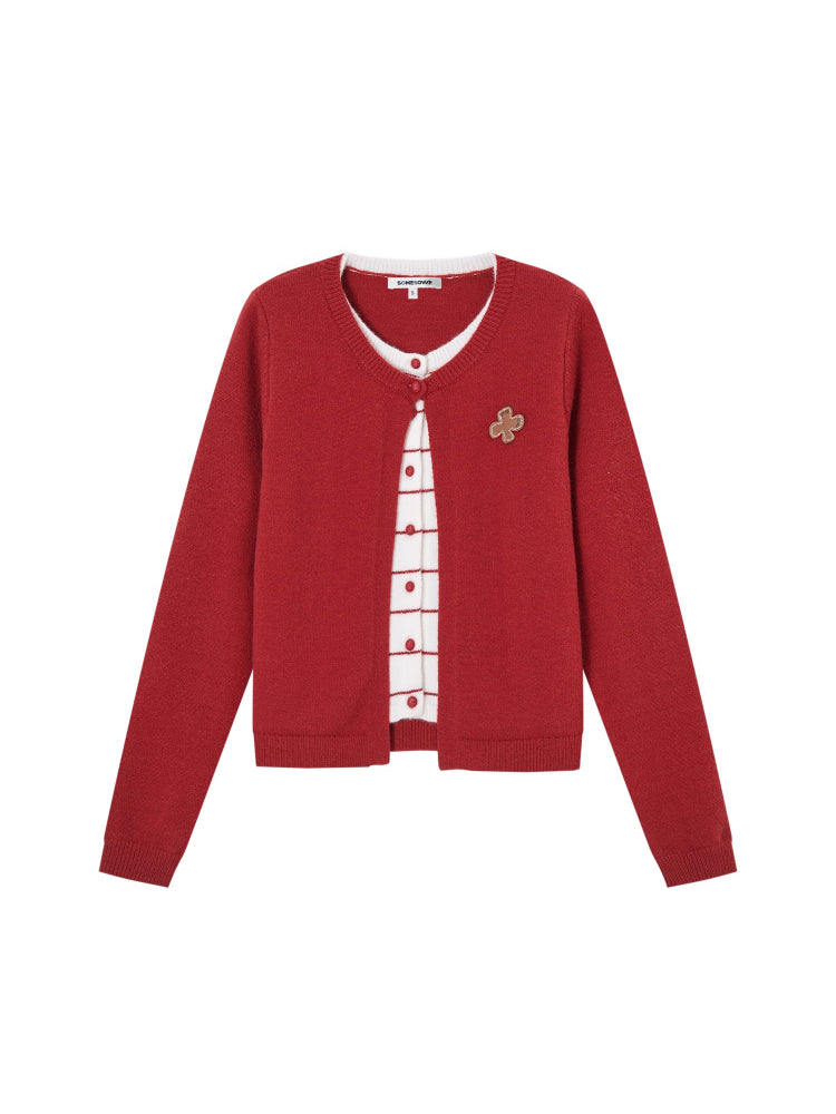 Fuzzy Stripe Layered Cardigan