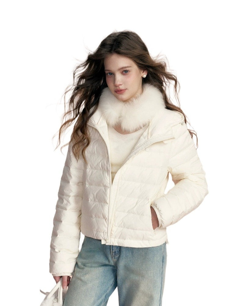 Hooded Ribbed Down Jacket