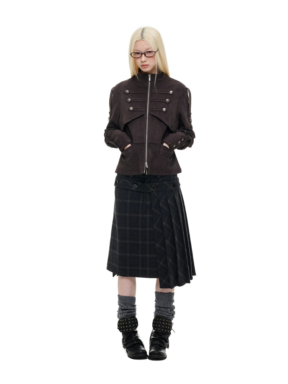 Vintage Suede Stand Collar Jacket
