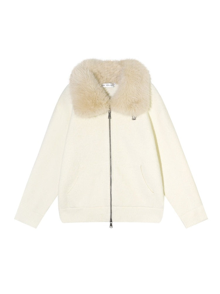 Wool-Blend Zip-Up Knit Jacket Set