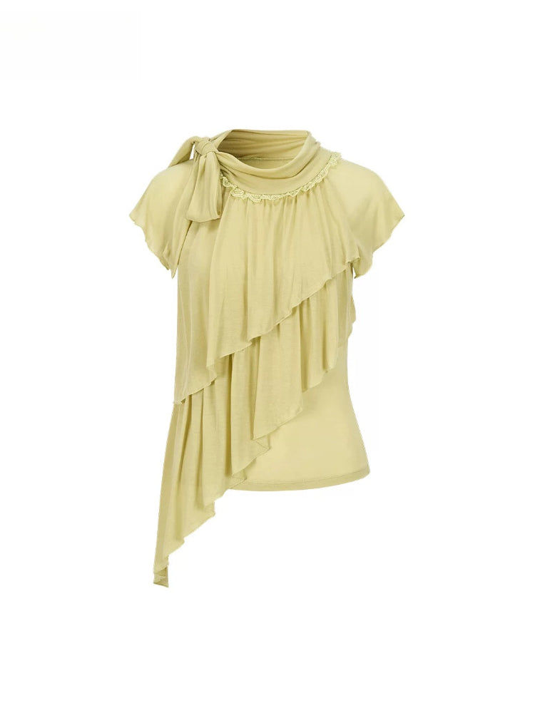 Asymmetrical Lyocell Ruffle Top