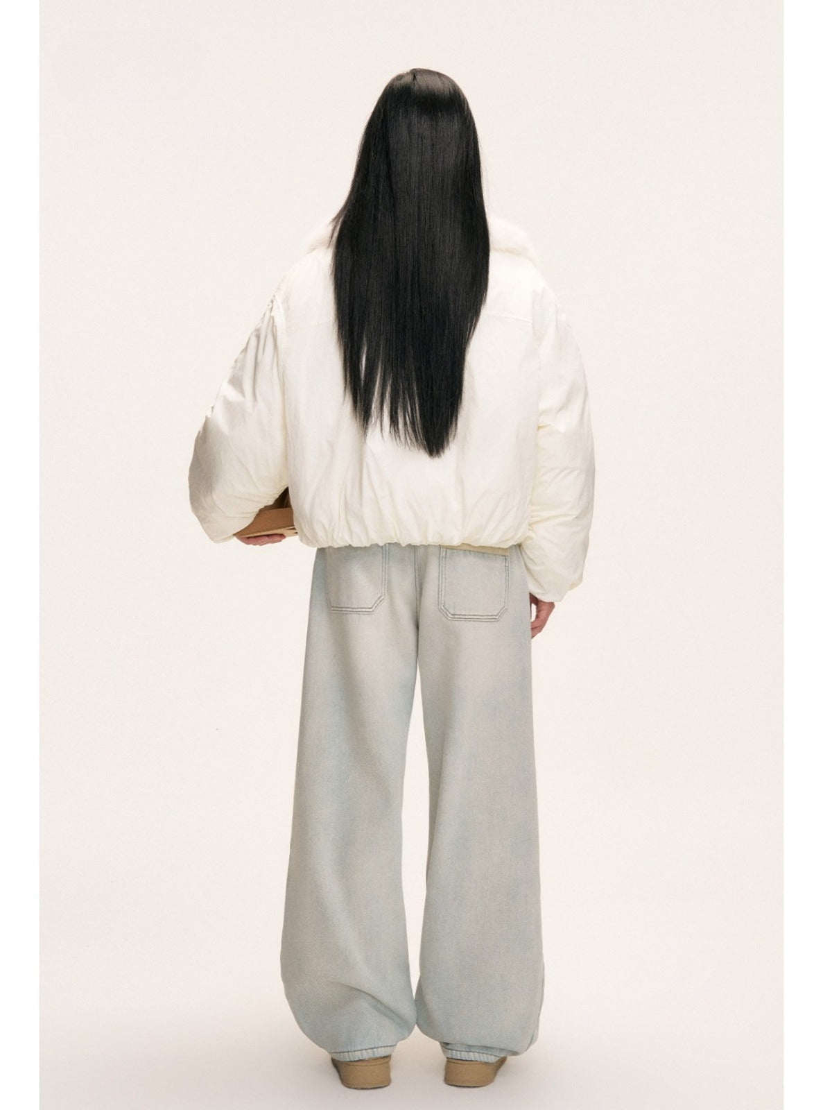 White Faux Fur Down Jacket