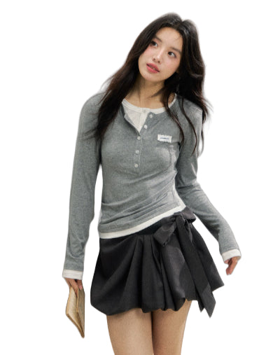 Lyocell Henley Neck Soft T-Shirt