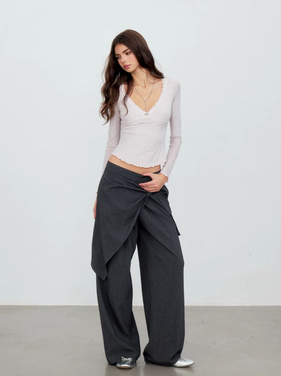 Lace Trim V-Neck Top