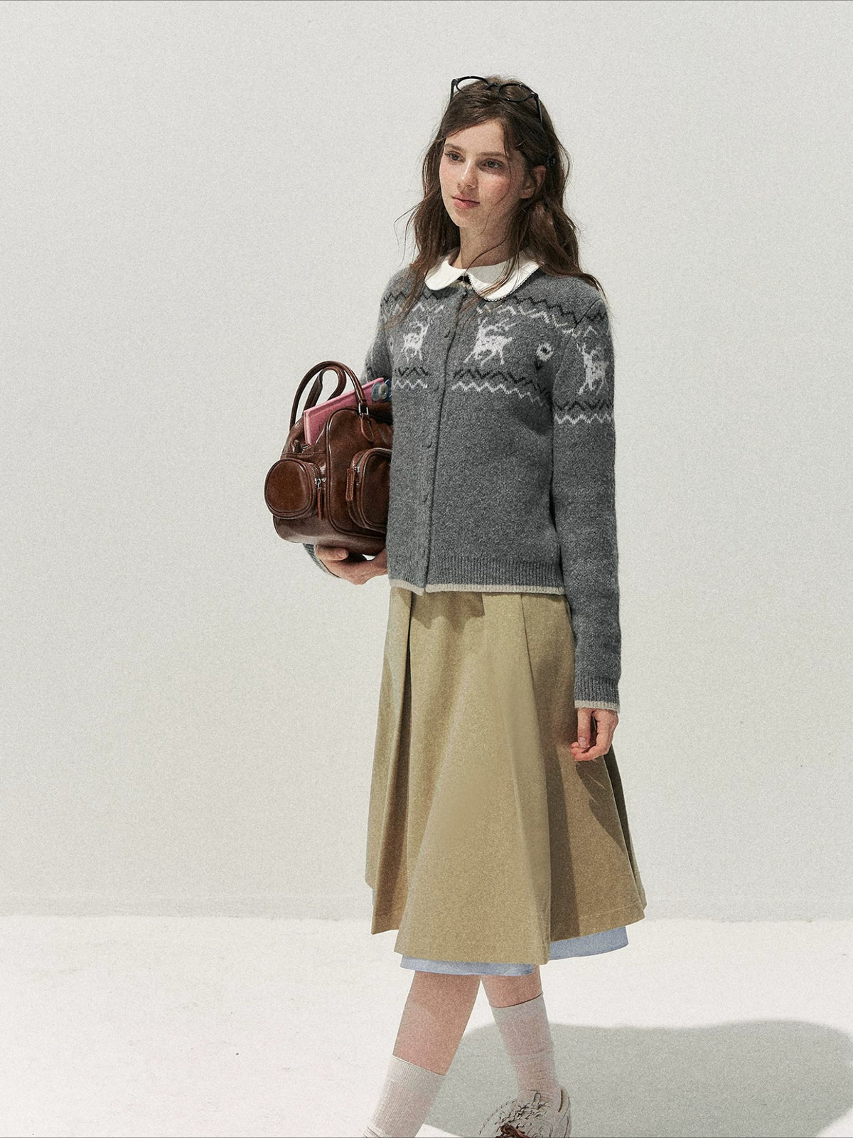 Deer Fair Isle Knit Cardigan