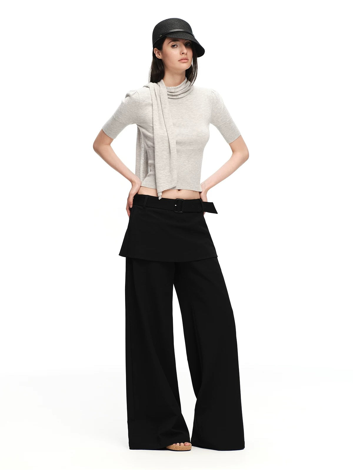 Scarf Sleeve Knit Top
