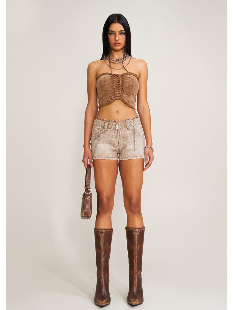 Rage Wild Denim Short Camisole Wild Brown