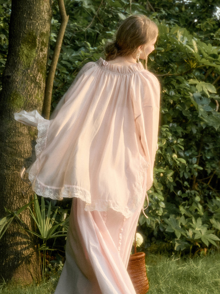 Lace Round Neck Trimmed Shirt