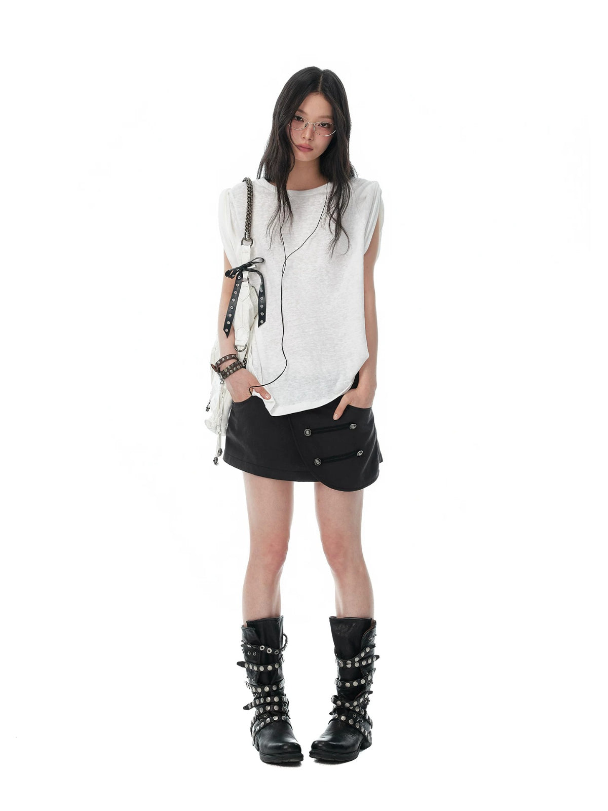 Textured Cotton Sleeveless T-Shirt