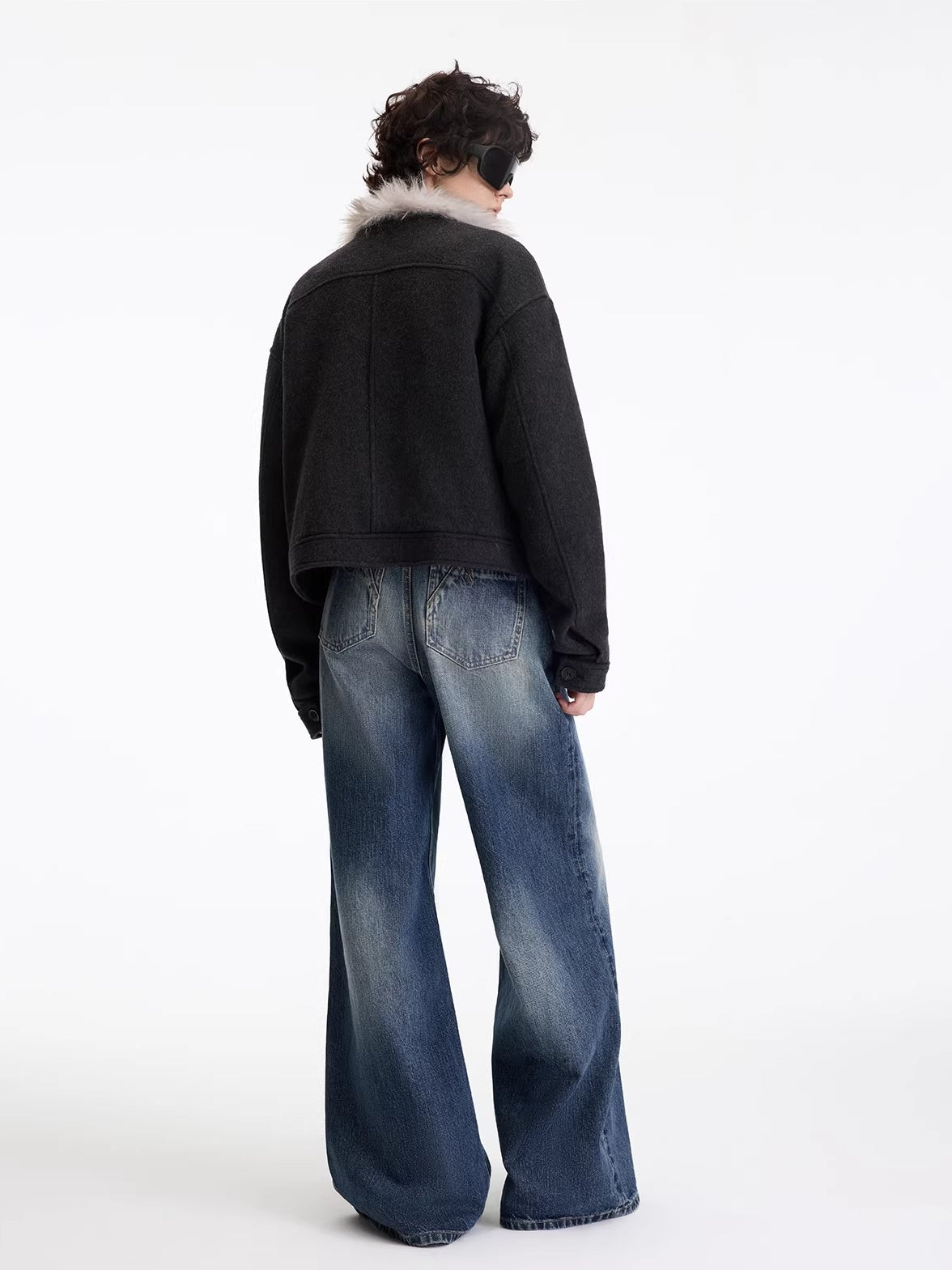 Laser Wash Straight Jeans