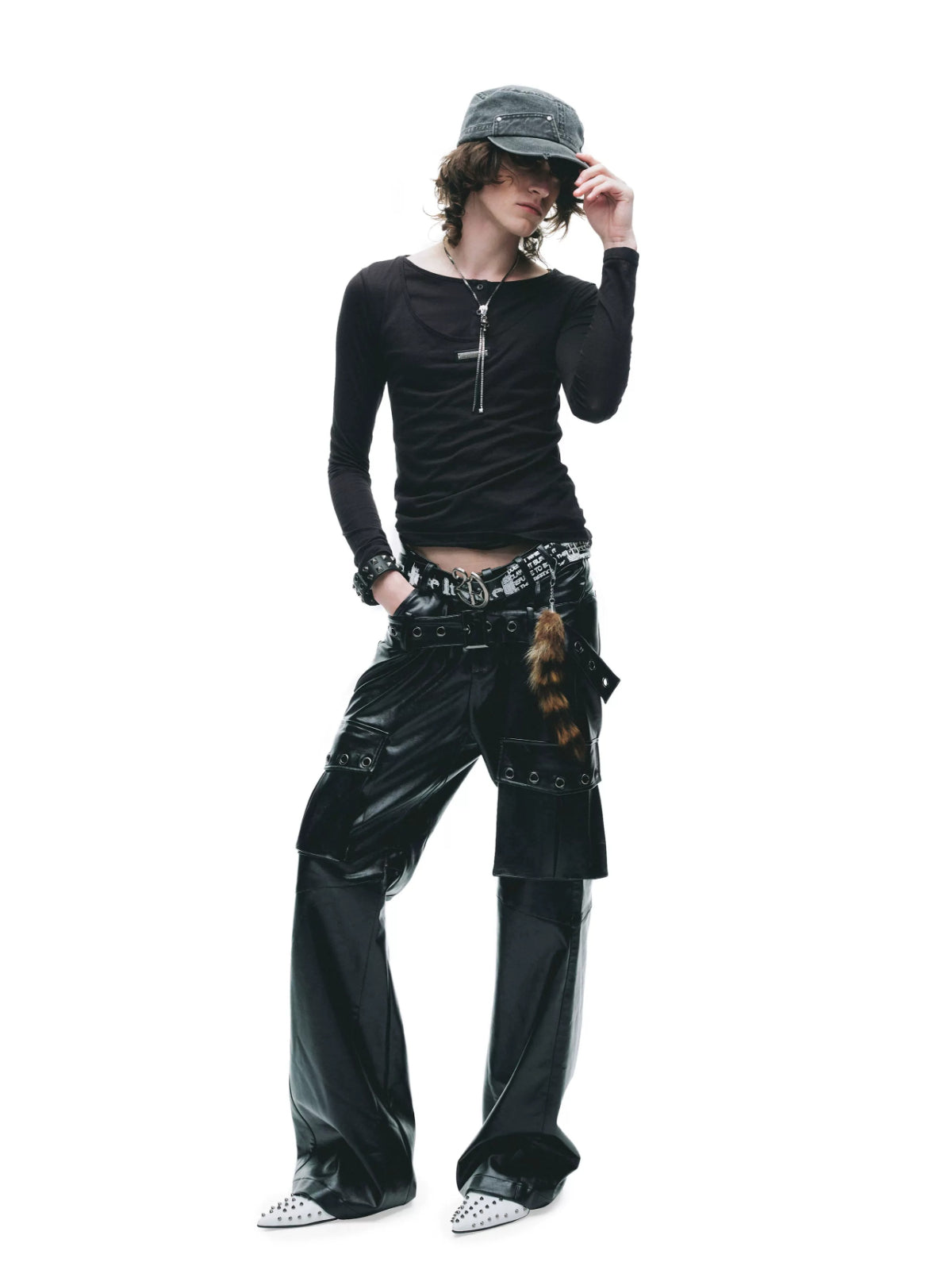 Layered Metal Tag Slim Fit T-Shirt