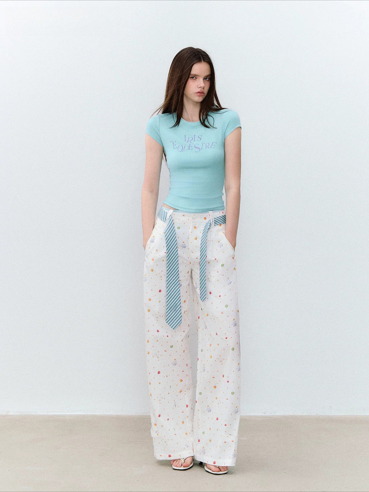 Printed Wide-Leg Pants