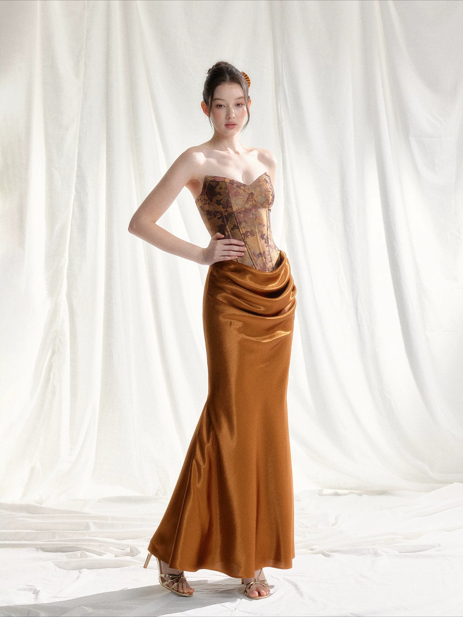 Jacquard Satin Corset Dress