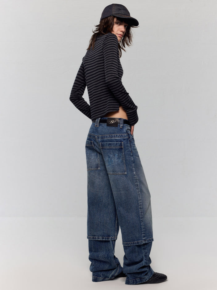 Removable Leg Design Wide-Leg Pants