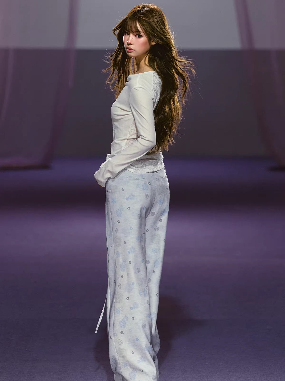 Floral Printed Satin Trousers