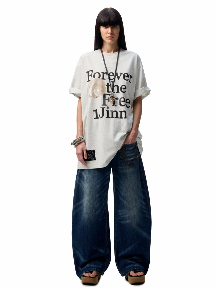Oversize Floral Alphabet Printed T-shirt