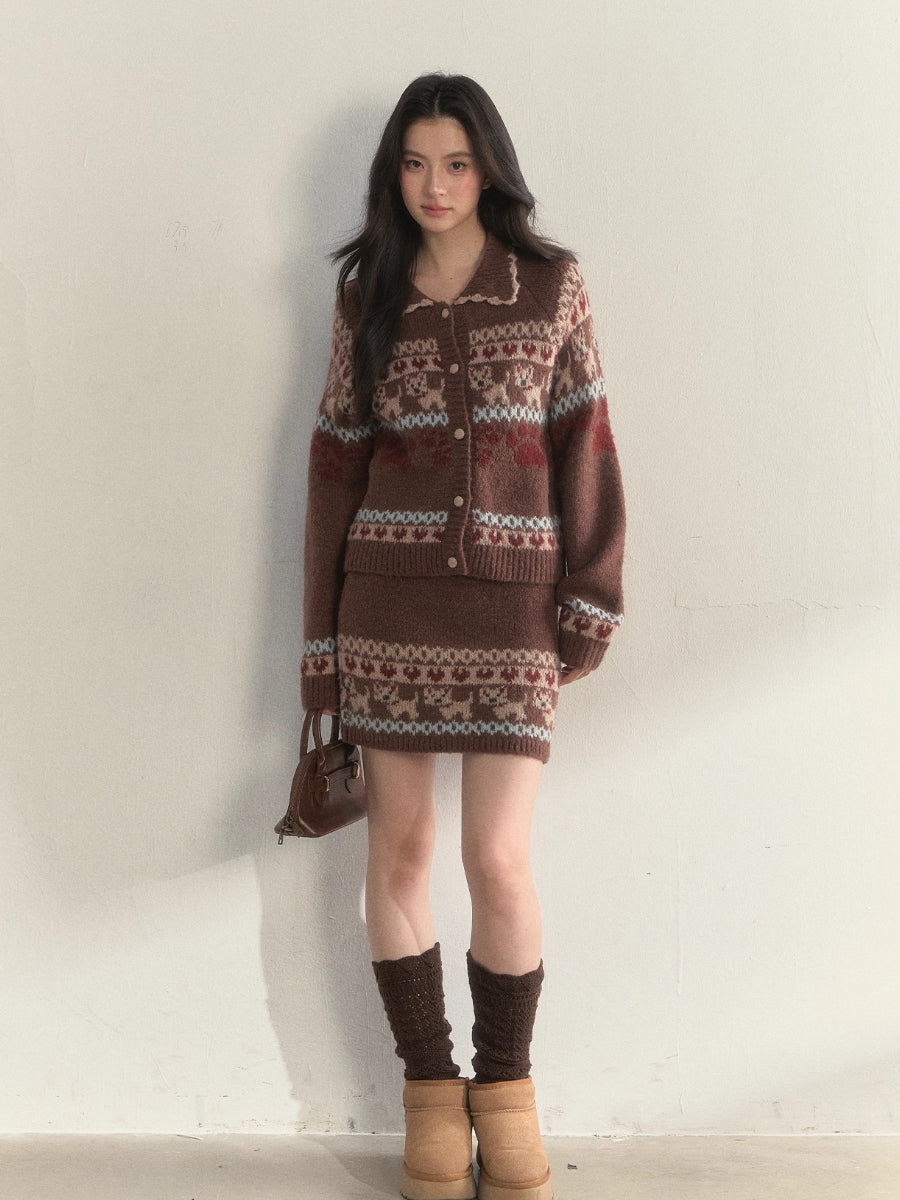 “Fair Isle Pup” Vintage Knit Set