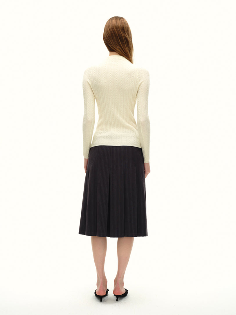 Ivory White Slim-Fit Hand-Stitched Brick Sweater