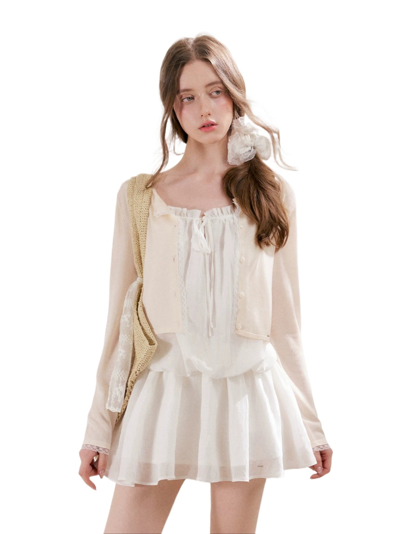 Lace Trim Knit Cardigan